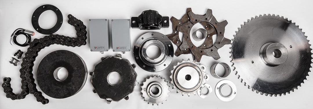Different conveyor spare parts for conveyors.