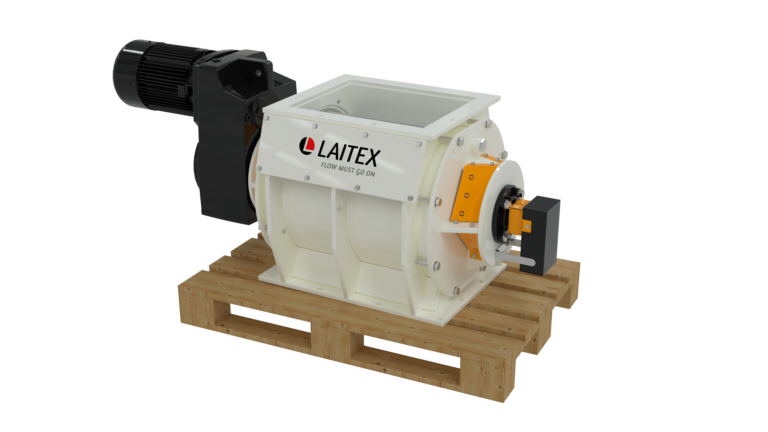 White rotary feeder with plate frame.