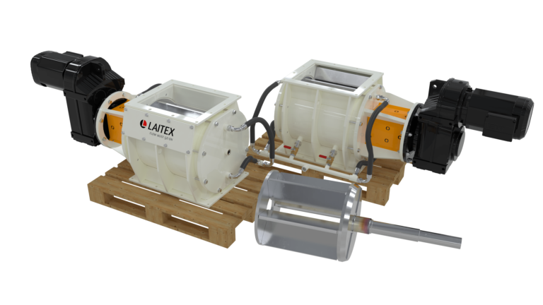 Rotary feeder with stationary shaft.