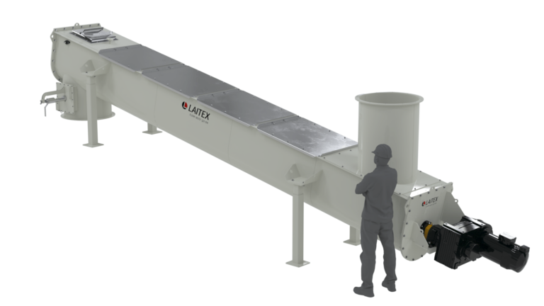 White screw conveyor and an engineer.