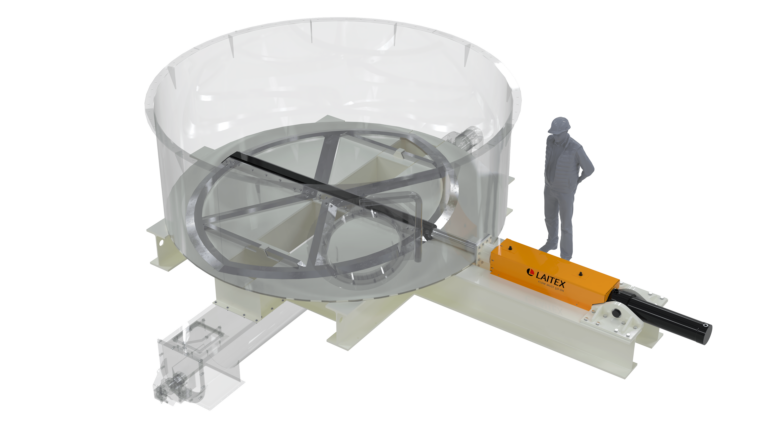 White sliding frame discharger for silo discharging.