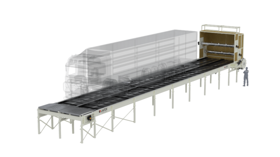 Big chain discharger and transparent truck.