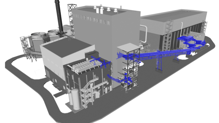 Model for power plant with blue fuel and ash handling system of chicken litter.