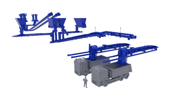 Model for concentrator conveyors and trucks in chernogorsk.