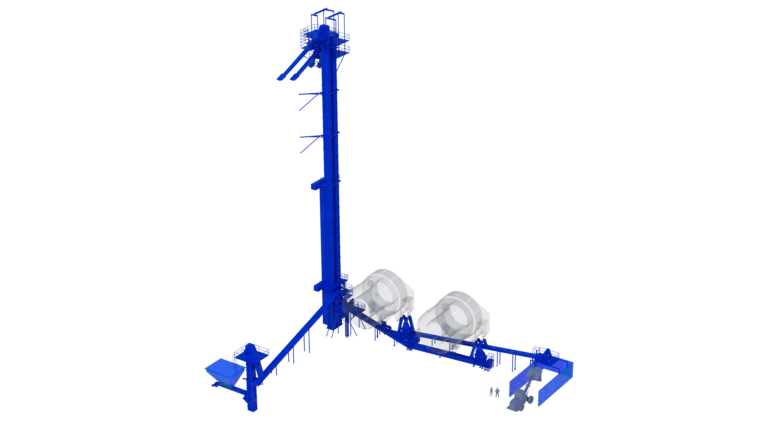 Model from lime crushers and conveyors.