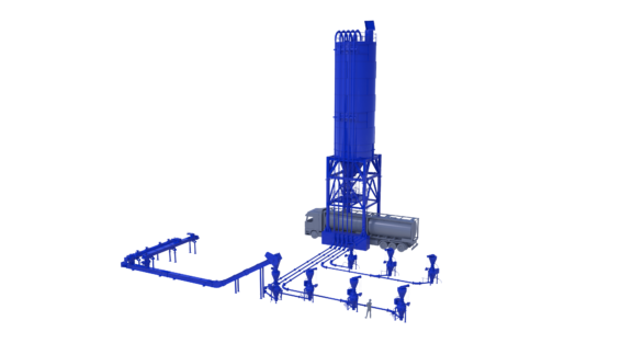 Blue pneumatic conveyor to blue ash silo.