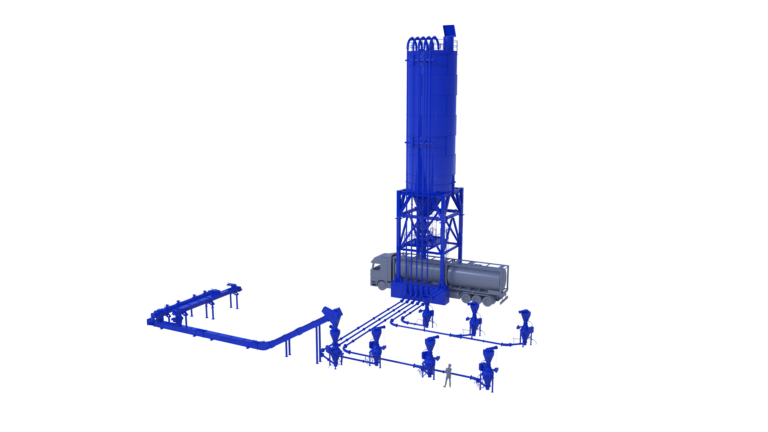 Blue pneumatic conveyor to blue ash silo.